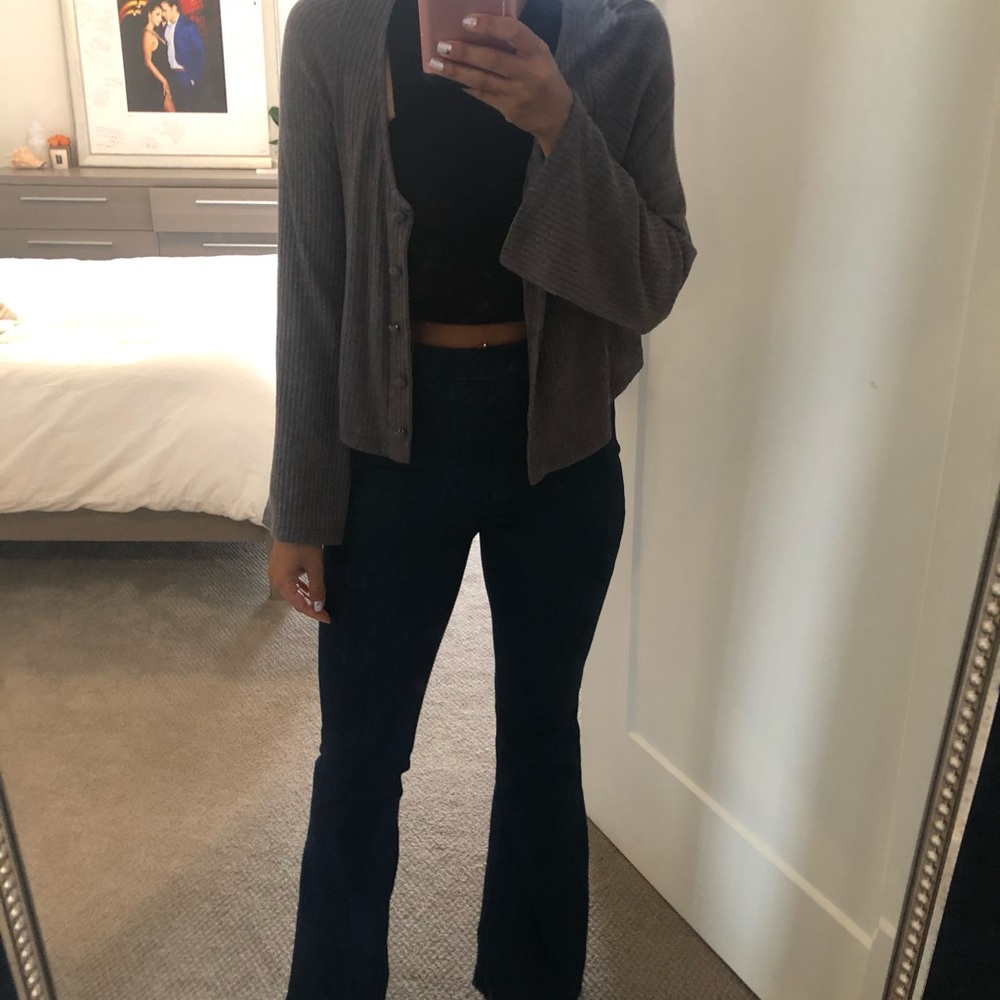 Grey light comfy button up sweater